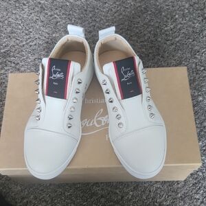 Christian Louboutin White Sneakers with Silver Studs